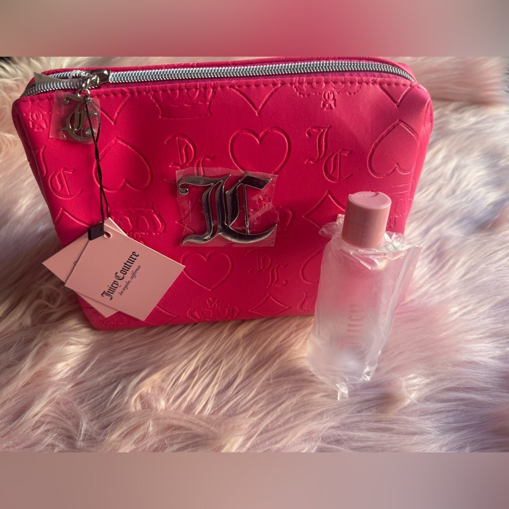 Juicy Couture Women's Cosmetics Bag Travel Makeup and Toiletries Top Zip Pouch